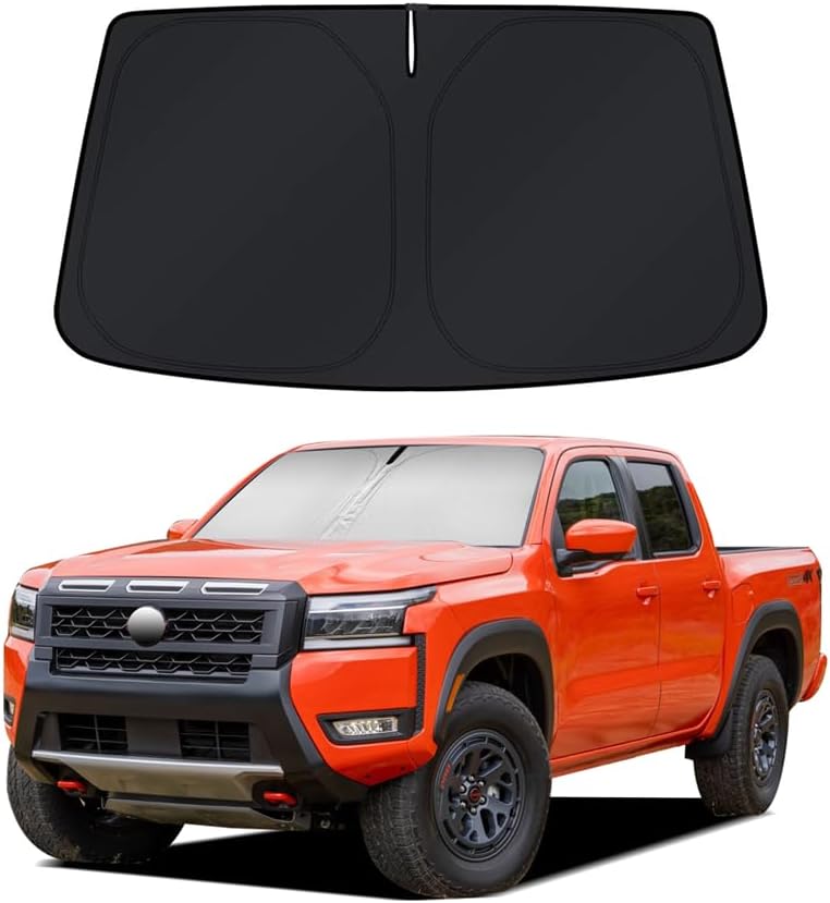 PinBaoLaLa Windshield Sun Shade for 2022-2025 2026 Nissan Frontier Accessories - Windshield Sunshade Cover Front Window Shade Custom Fit Frontier Sun Visor Protector Foldable Blocks UV Rays - Image 1